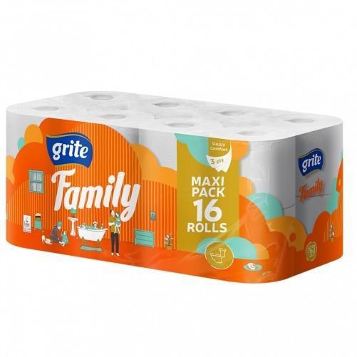 Grite Family 3-kihiline tualettpaber, 16 rulli pakis