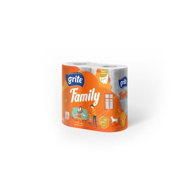 Grite Family 3-kihiline tualettpaber, 4 rulli pakis