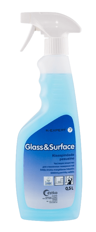 Estko K-Expert 7 Glass & Surface 0,75L pihustiga pudel klaas- ja läikivate pindade puhastusvahendit.