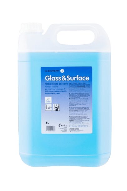 Estko K-Expert 7 Glass & Surface 5L kanister klaas- ja läikivate pindade puhastusvahendit.