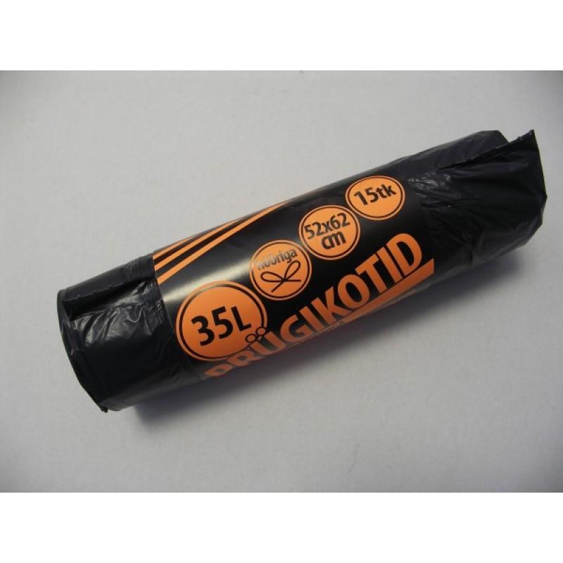 Prügikott 35L must 520x620 paelaga 15tk/rll