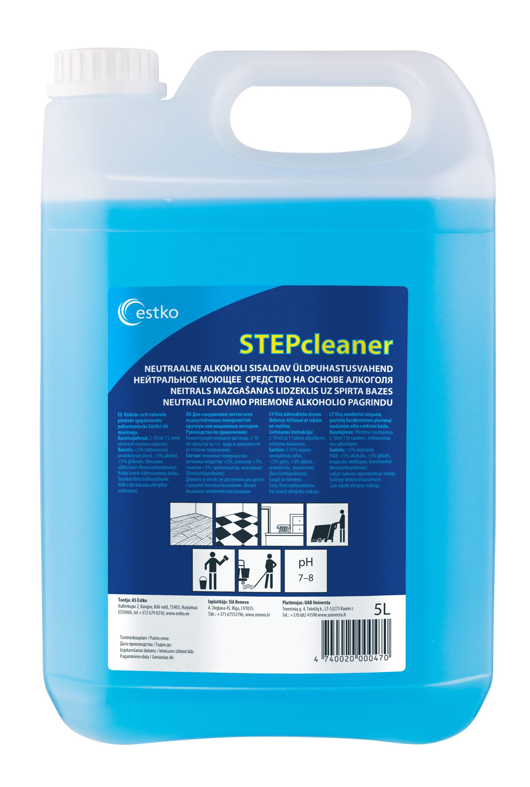 STEP Cleaner – Neutraalne alkoholiga üldpuhastusvahend läikivatele pindadele 5l
