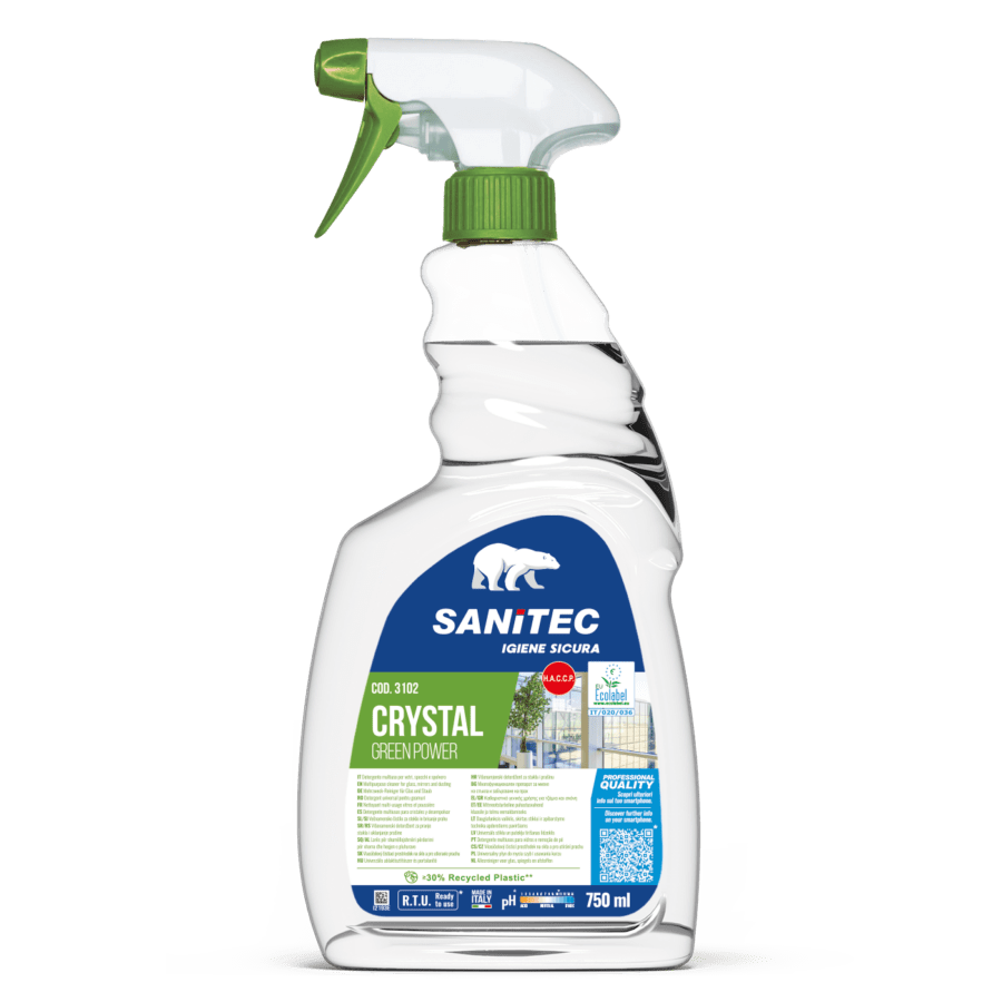 Sanitec Crystal Green Power klaasi- ja üldpuhastusaine 750ml pihustiga