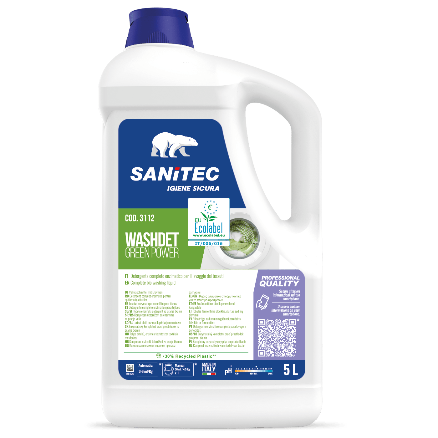 Sanitec Washdet Green Power pesugeel 5L