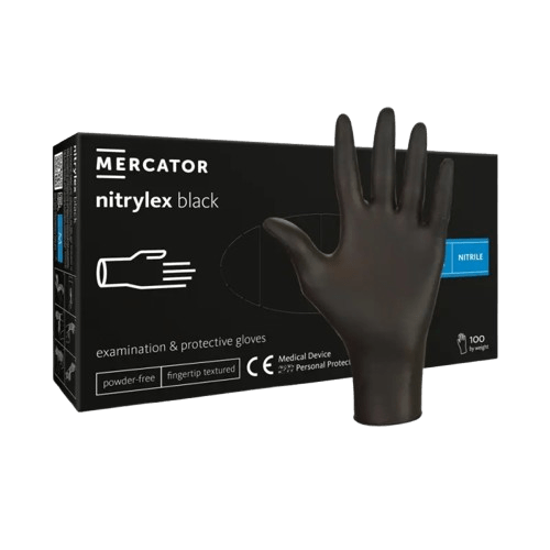 Nitriilkinnas Nitrylex PF M/7-8 must 100tk/pk puudrit